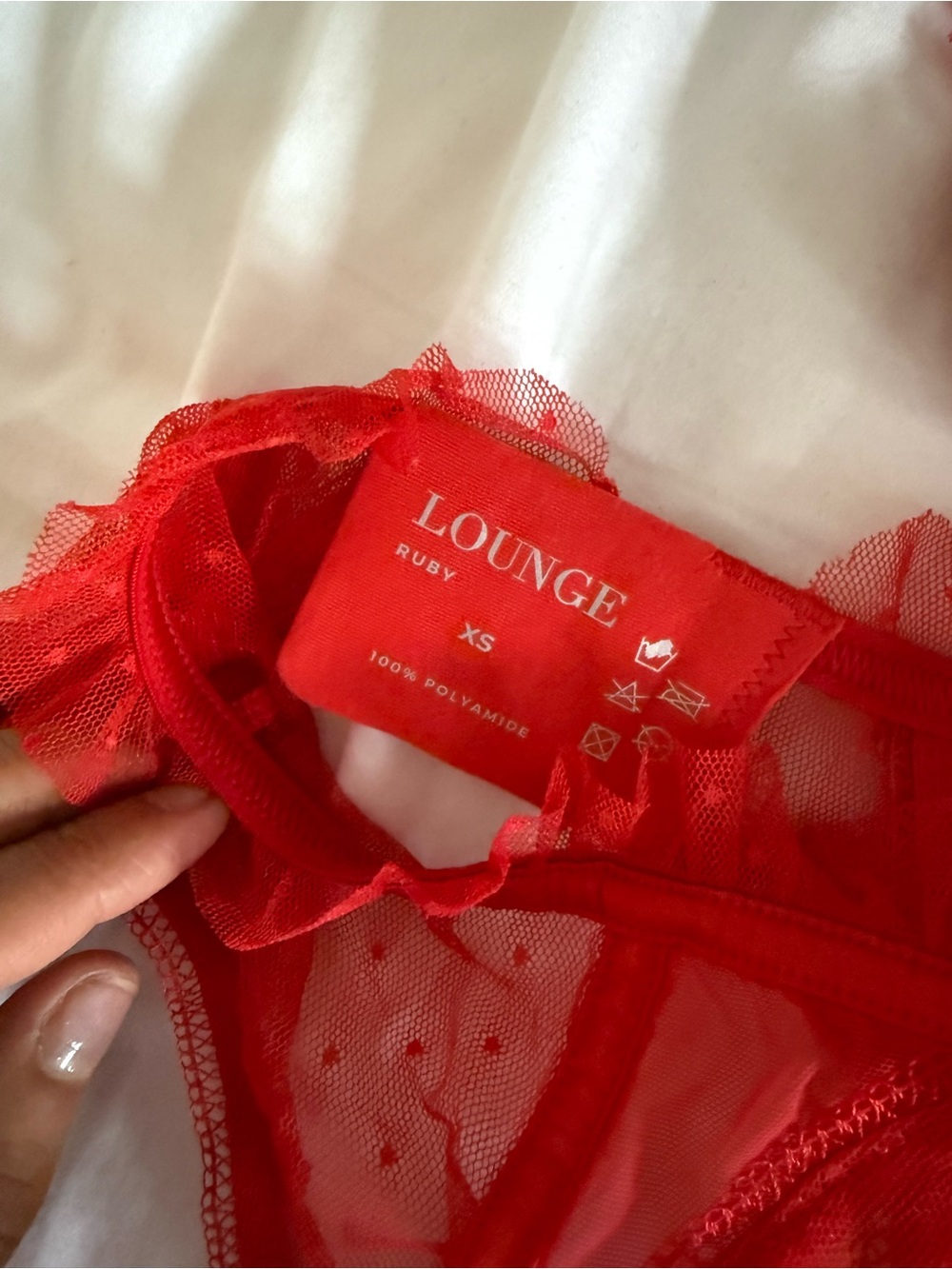 Lounge Underwire Lace Bra, Garter Belt & Panty Set in Red - Picture 3 of 5